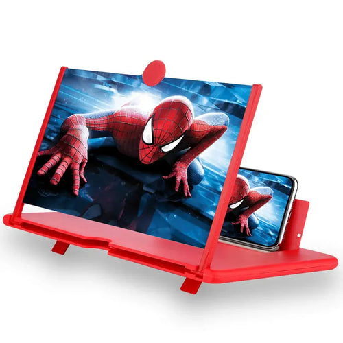 Red phone screen magnifier with Spider-Man image, ideal for kids toys and home gadgets