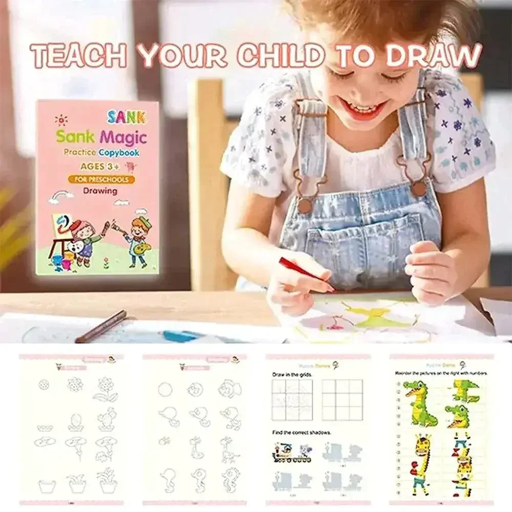 Sank Magic drawing book for kids ages 3+, teaches preschoolers to draw with fun practice pages