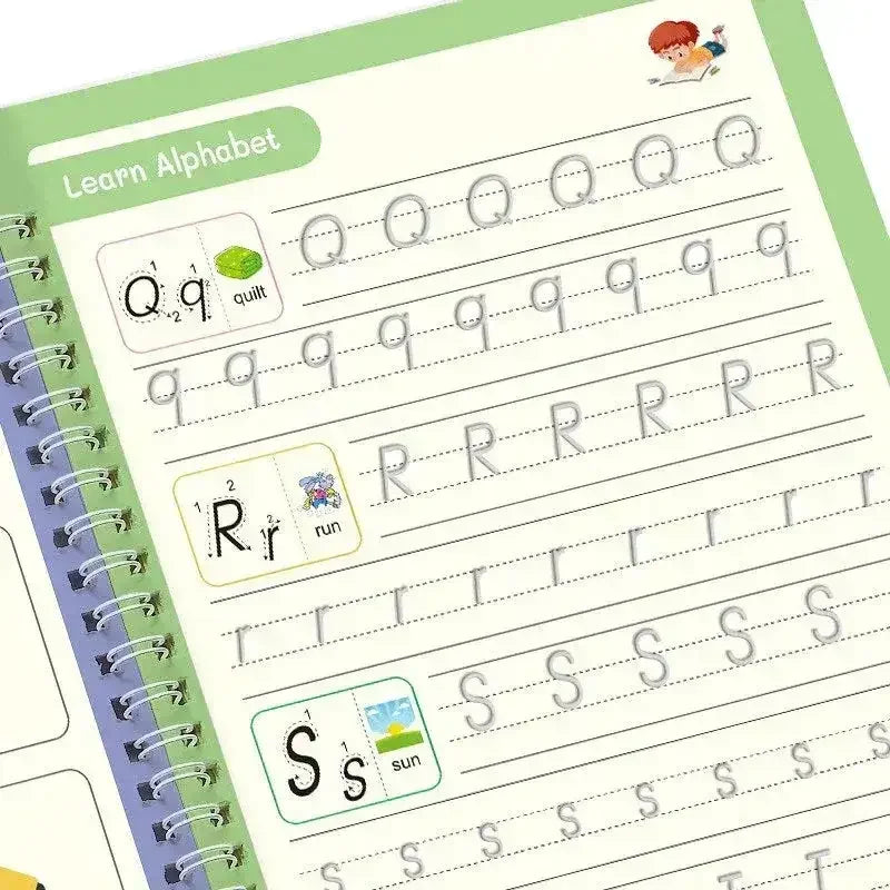Kids alphabet tracing workbook with Q, R, S practice for early learning and handwriting skills