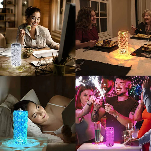 Color-changing LED night light for dining, bedroom, and party ambiance with crystal texture design