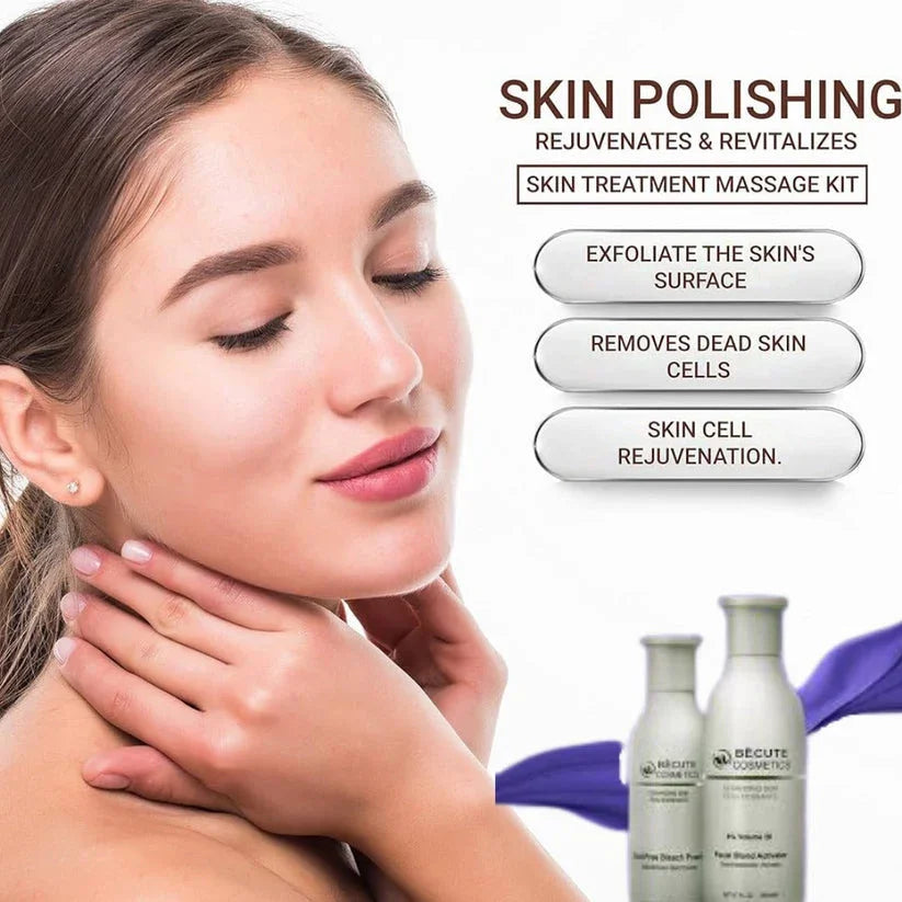 Skin polishing treatment kit for exfoliating, removing dead skin cells, and rejuvenating skin texture