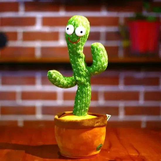 Cute green cactus plush toy in pot, fun kids toy for home decor, soft stuffed plant for children