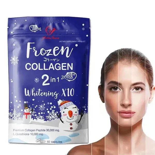 Frozen Collagen 2-in-1 Whitening Supplement with Snowman Design, 60 Capsules for Skin Brightening