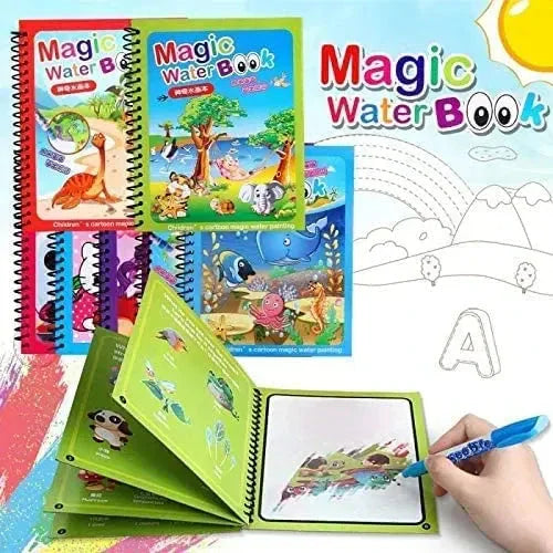 Magic Water Book for kids – reusable drawing pad with water pen, educational toy for learning colors and shapes