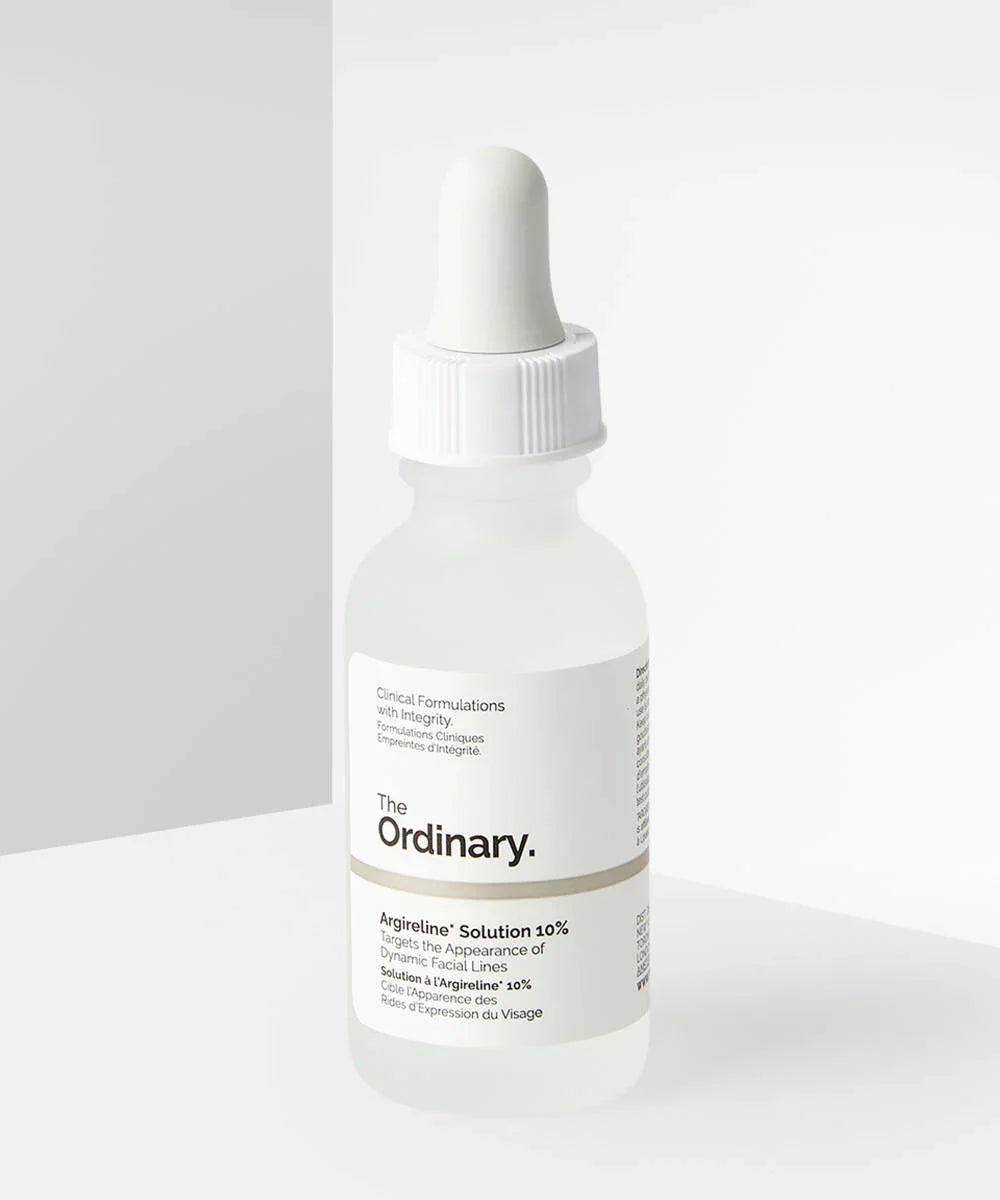 The Ordinary Argireline 10% Solution for dynamic facial lines, skincare serum in dropper bottle
