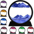 Blue mountain sand art timer, decorative desk decor with colorful sand options